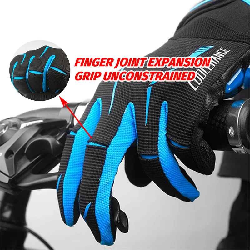 COOLCHANGE OEM Premium Durable Full-finger Silicone Gloves Cycling Sports Summer Unisex Blue Sport Motorcycle Riding Protection