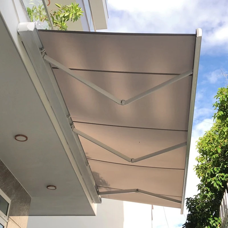 Heavy Duty Patio Aluminum Retractable Awning Canopy Full Cassette Folding Arm Awning