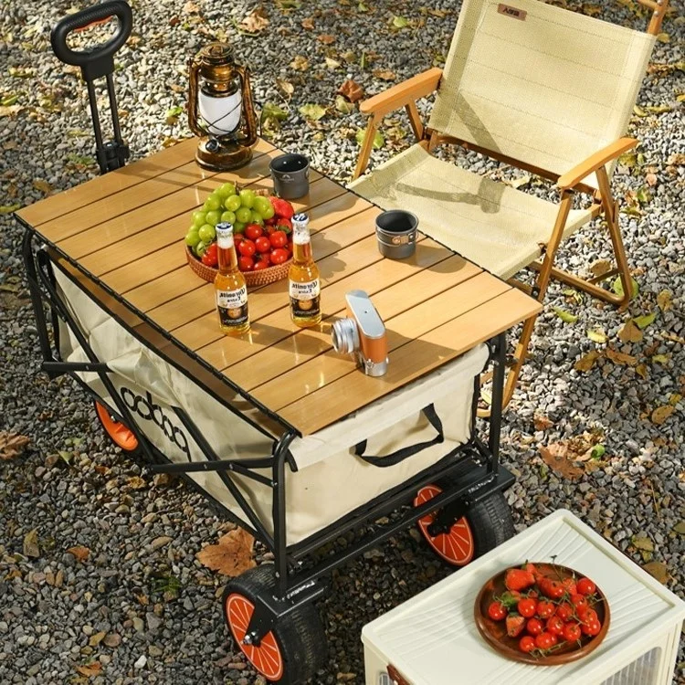 Electric Powered Folding Hand Truck Outdoor Utility Wagon Garden Cart Camping Wagon with Off-Road Wheels and Adjustable Handle