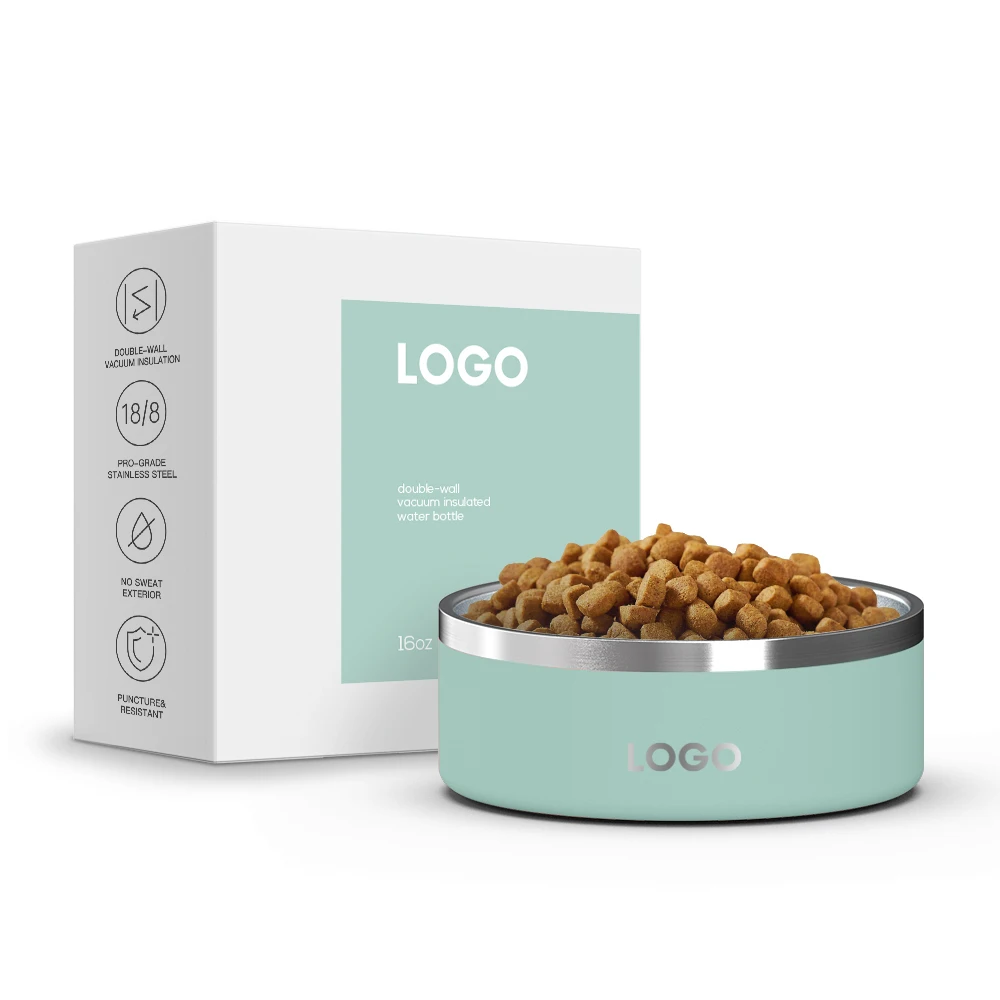 32oz 64 oz Stainless Steel Pet Bowl Metal Insulated Dog Bowls Double Wall Cats Food Water Dish Feeding Bowl