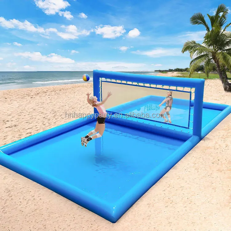 Blow up inflatable sports games water court volleyball pool with air pump