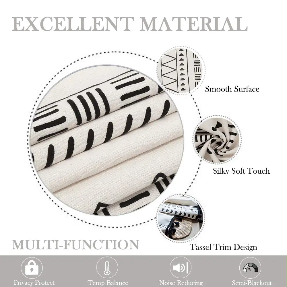 Wholesale Bohemian Cotton Linen Fabric Luxury Elegance Valance With Tassels Window Blackout curtain  for Living Room Bedroom