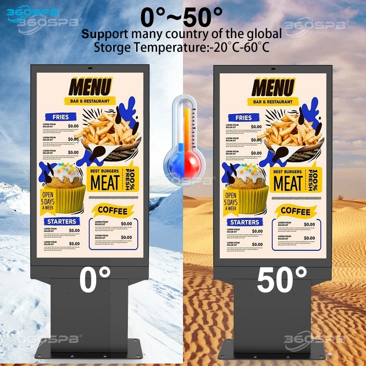 360SPB ODM55A Single outdoor digital menu board 55-inch advertising display IP65 Waterproof