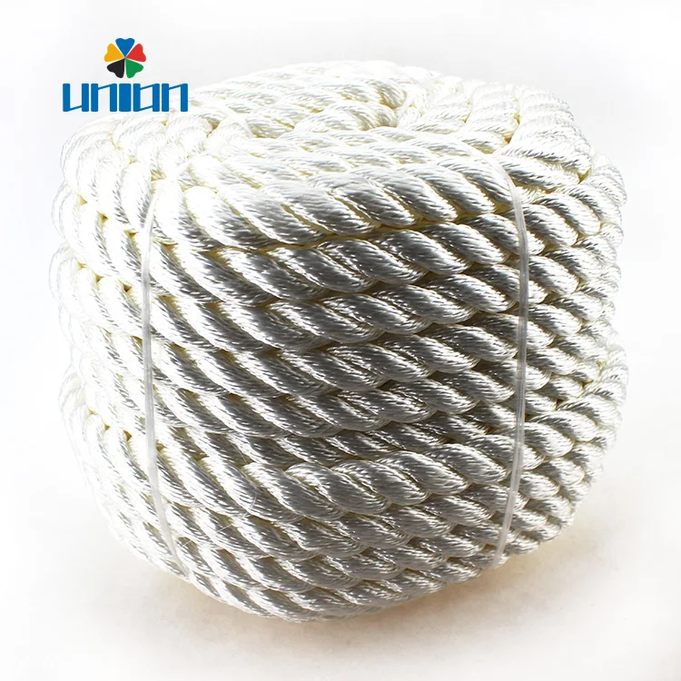 High quality 12mm white 3 strand twisted nylon rope for dock line