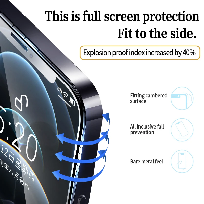 2022 Hot Sell 111D Full Coverage Flue Glue Shock Resistant Bubble Free Tempered Glass Screen Protector For Iphone 14 13 12 11