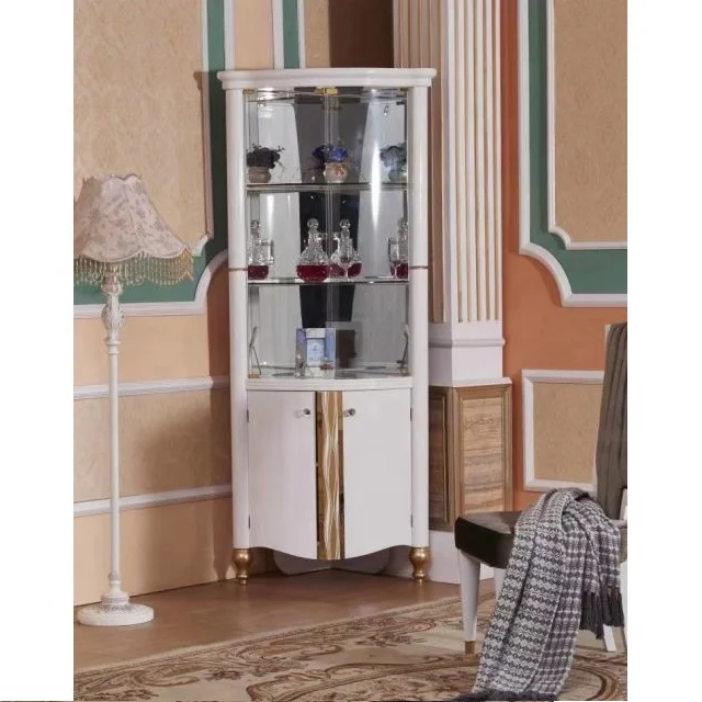 Stylish Red Wooden Wine Cabinet Display Classic Storage Furniture with Tall Glass for Home Metal Kitchen Showcase Modern Picture