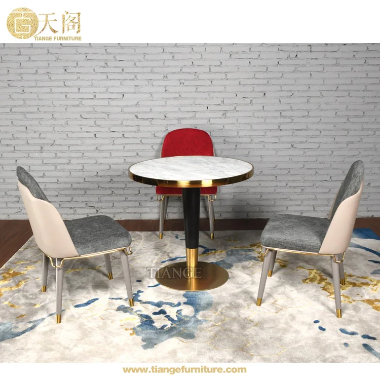 Современный дизайн мебель хром Золотая основа мраморный обеденный стол современный