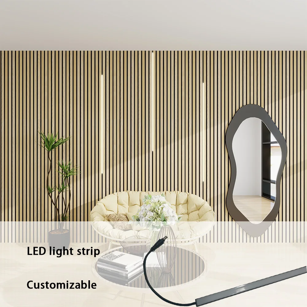 KASARO Factory Direct Price Mdf Wall Panels And Boards Pet Felt Acoustic Panel With Led Light Wooden Slat Wall Panels
