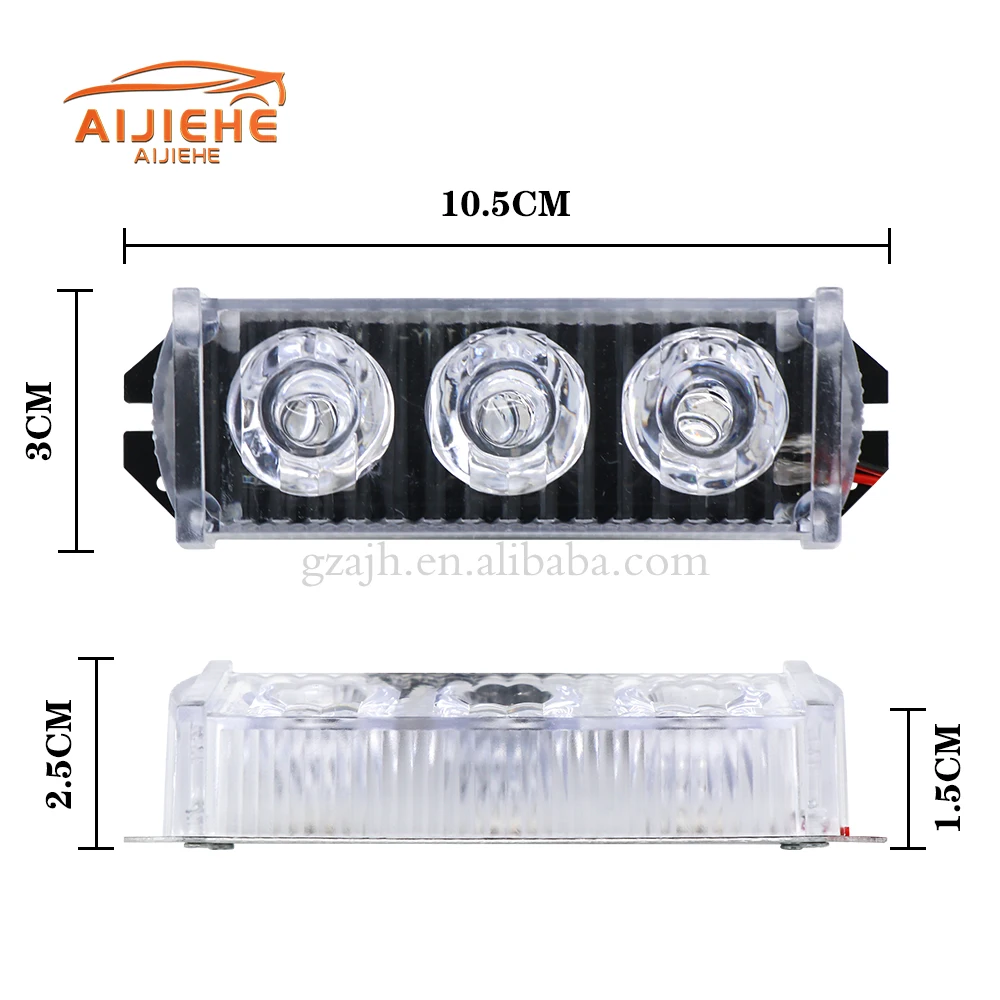 Strobe Lamp Daytime Running Lights 12V Flash Light Warning Emergency Hazard Car 4X3 Strobe Warning Light Front Deck Grille LED