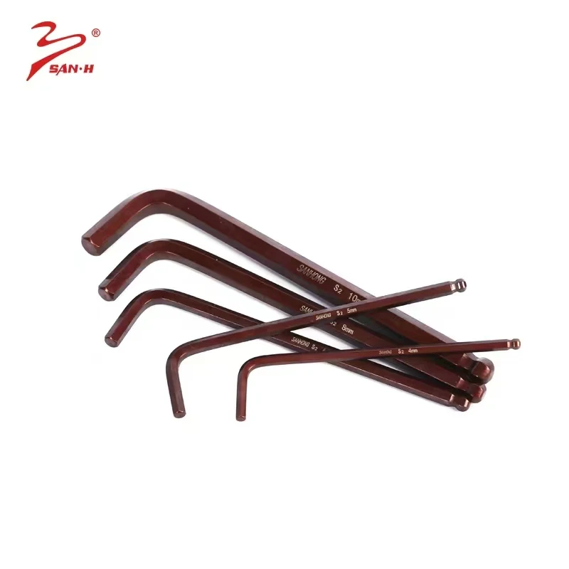 Industrial Grade Copper-Plated Hand Tool Set with Plastic Shell L-Type Ball Head Allen Wrench Metric Measurement System