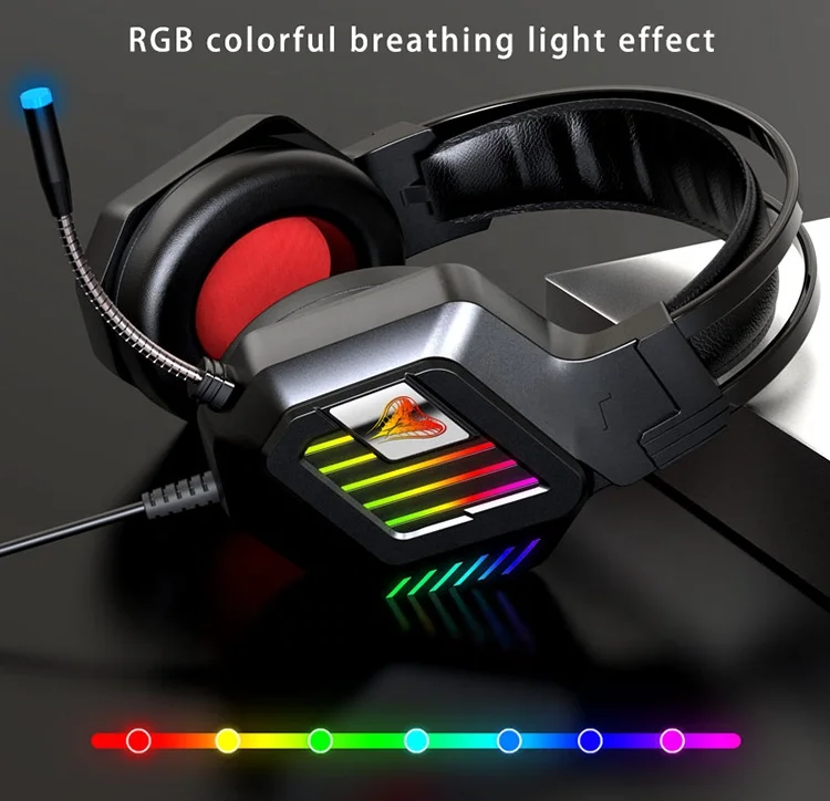2021 hot sale 7.1 Sound channel gaming headset RGB glare noise cancellation gaming earphone high quality headphones with mic