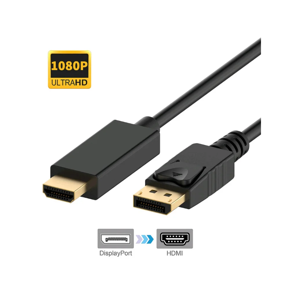 Gold Plated DisplayPort Display Port Male To HDTV Male Cable  To HDMI 6FT 4K*2K  Adapter Cable Cord 1.8MConverter For PC Laptop