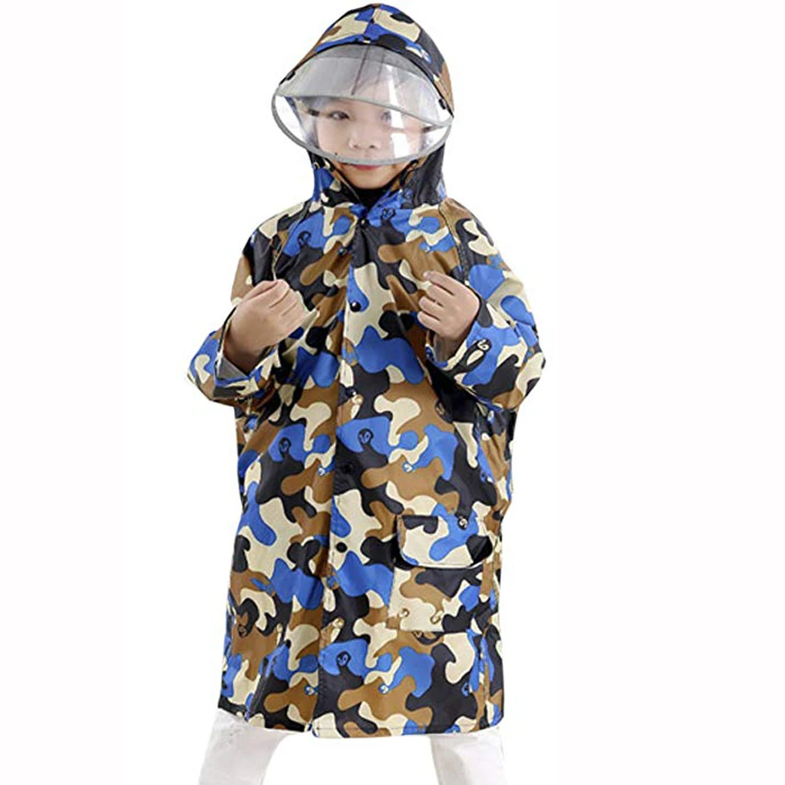 
Waterproof Thicken Rainwear Printing Long Child Camouflage Raincoat 