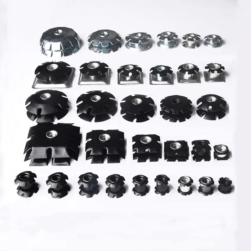 M6 M8 fittings tube Connector nuts 65 Mn Carbon steel Sunflower Round star Nut Plum-Blossom Shrapnel Pipe Nut for Fitting