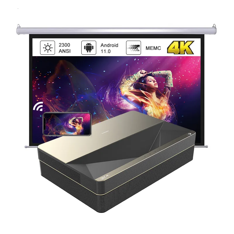 Changhong B8U Ultra Short Throw Projector 4k Laser Android 11.0 TV with Google Assistant Video Projector for Home Theater Office