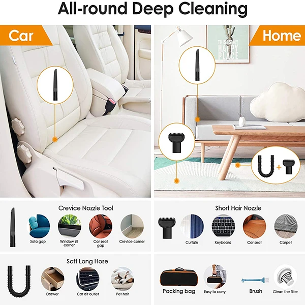 
2021 120W Cordless Auto Lightweight High Suction Rechargeable Portable Vacuum Cleaner Car Wireless Car Vacuum Cleaner 