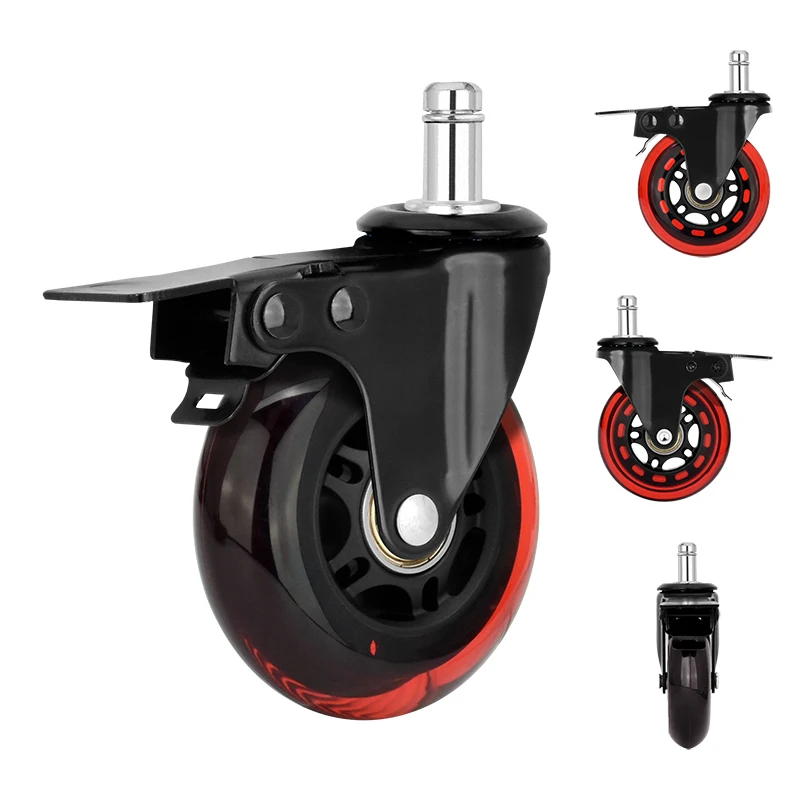 Universal Industrial Medical Heavy Duty Wheel PU Swivel Furniture Chair Caster with Brake 3 Inch Office Chair Caster Wheel