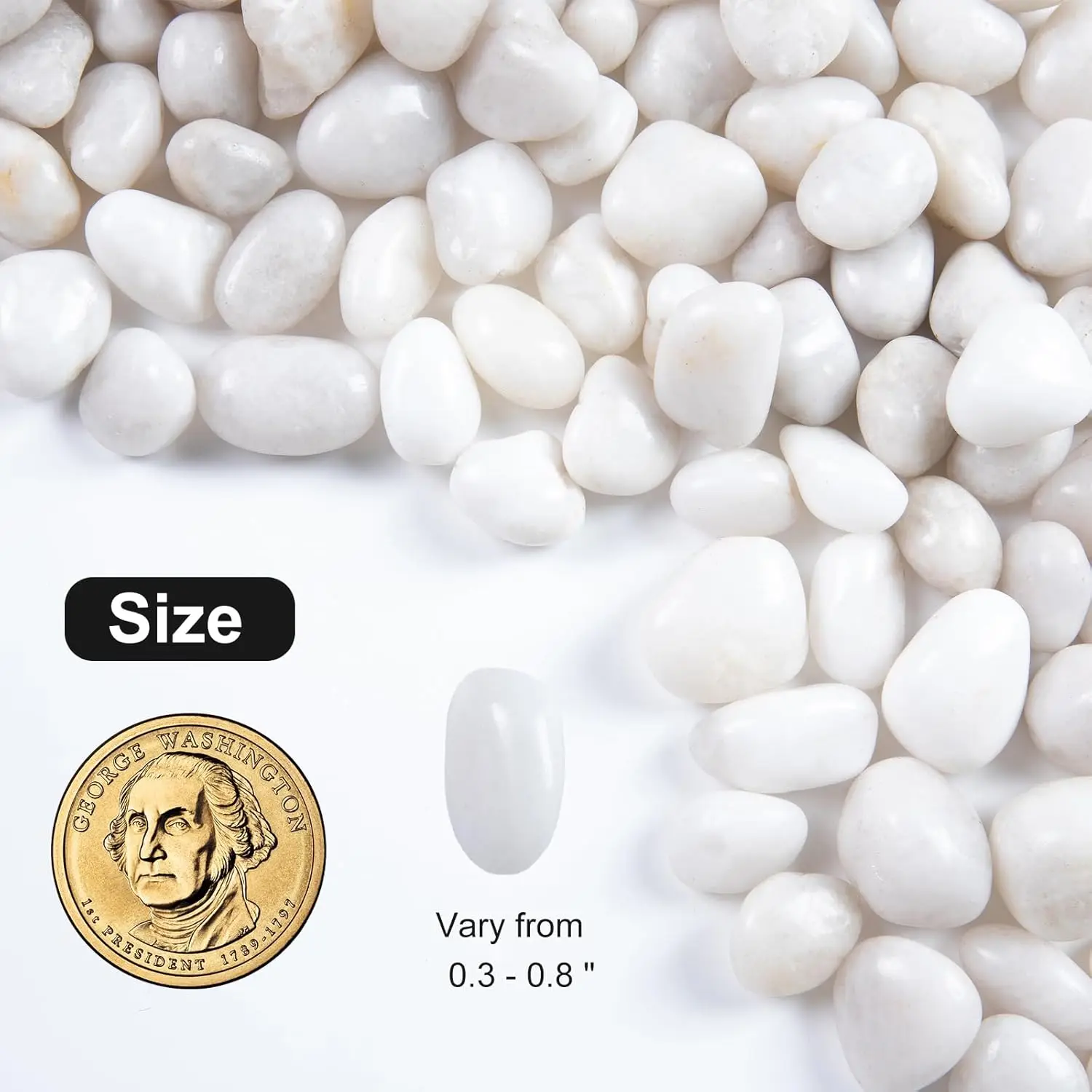 High Polished White River Rock  Pebbles for Indoor Plants or Outdoor Garden Landscaping Decorative Stones for Aquarium Fish Tank