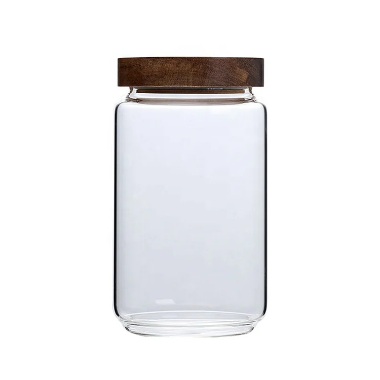 
Factory Direct 700ml High Borosilicate Glass Storage Jar With Wood Lid 