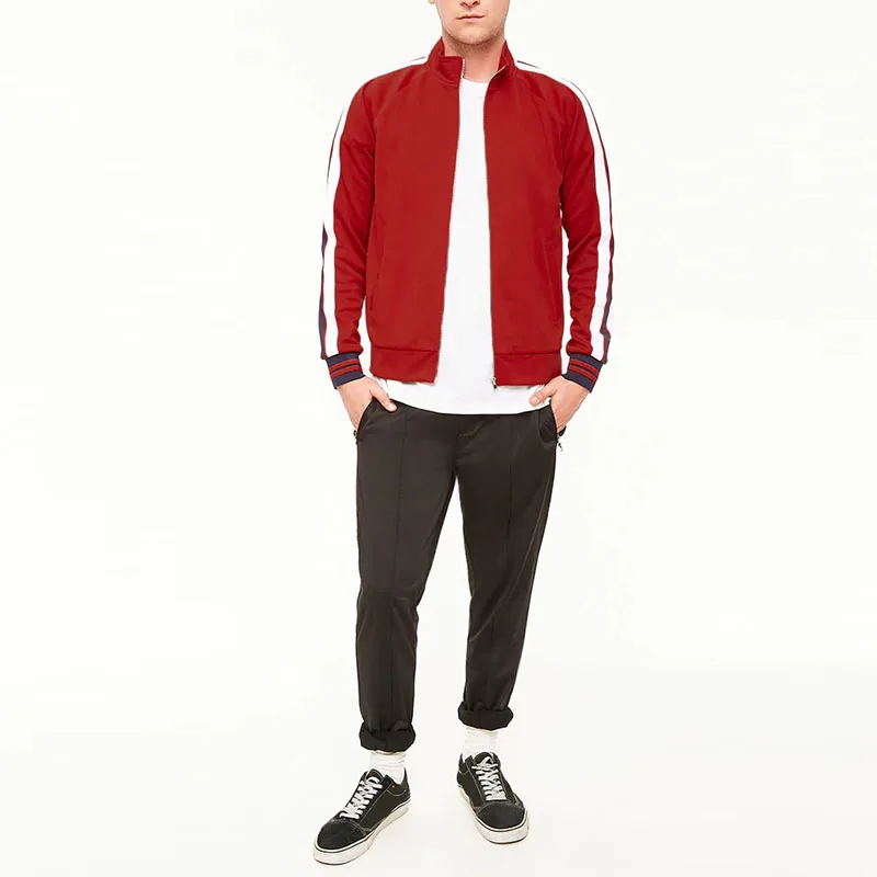 
Dongguan Clothing Manufacturer Mens Long Sleeve Striped Track Jacket 