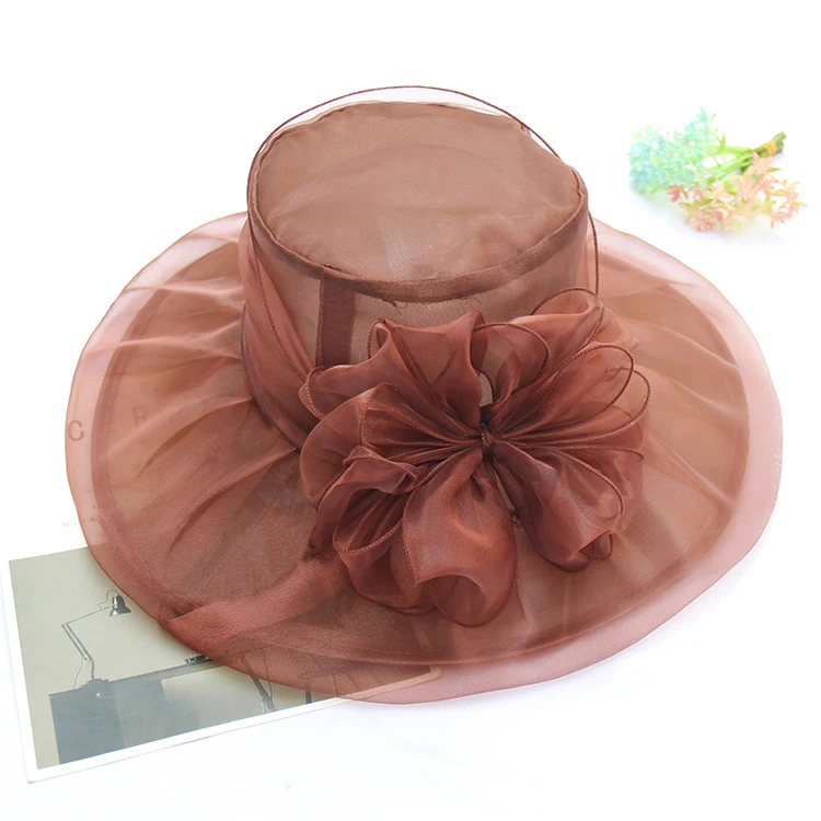 wholesale custom designer women pink red church hat fascinator hat with big wide brim for wedding ladies