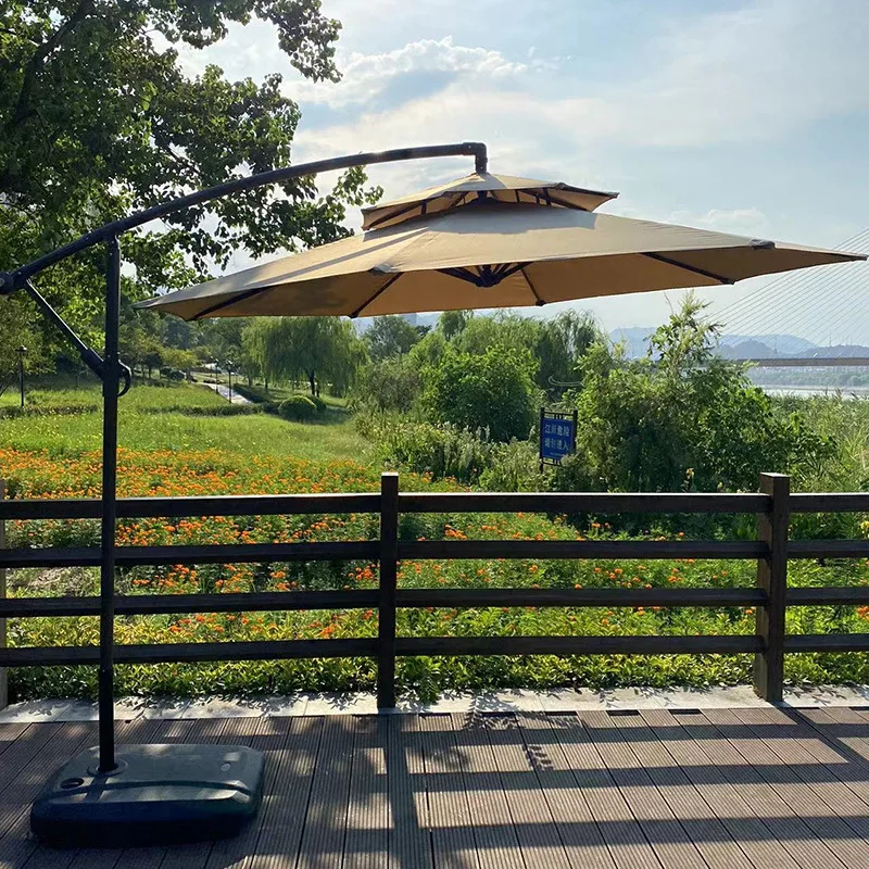 DD2017 Outdoor Sun Shelter Offset Umbrella Commercial  Villa Cantilever Market Patio Beach Umbrellas With Base