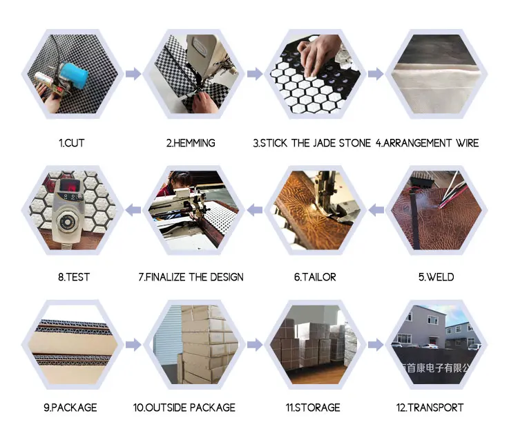 Electric Heated Jade Tourmaline Pad With Customized Logo Germanium Stone Infrared Heating Massage Mat