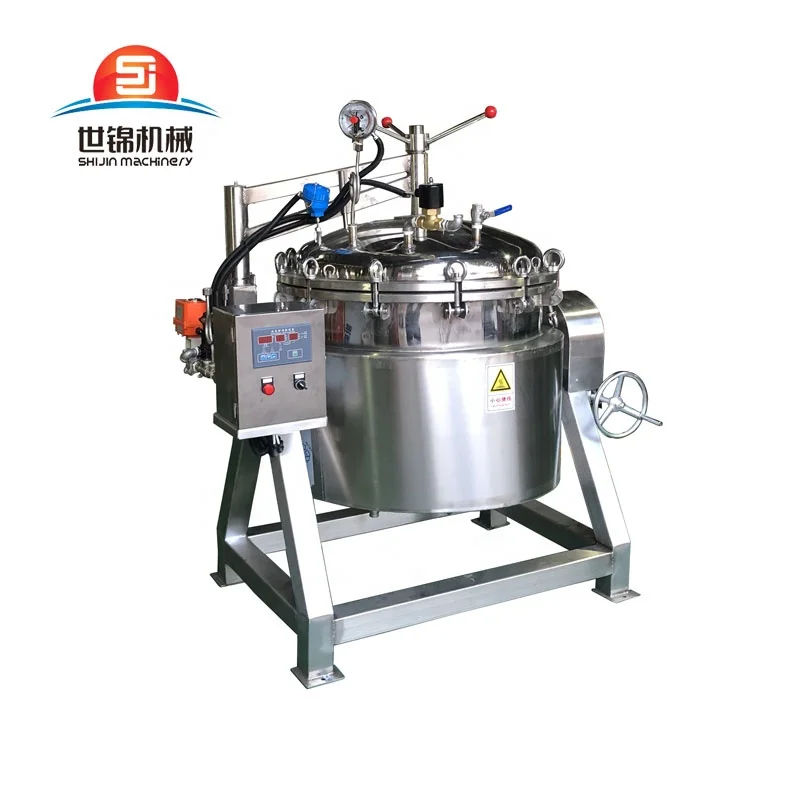 100L-1000L gas steam electric heating SS304 industrial pot vacuum can candy vacuum sugar cooker machine for tuna