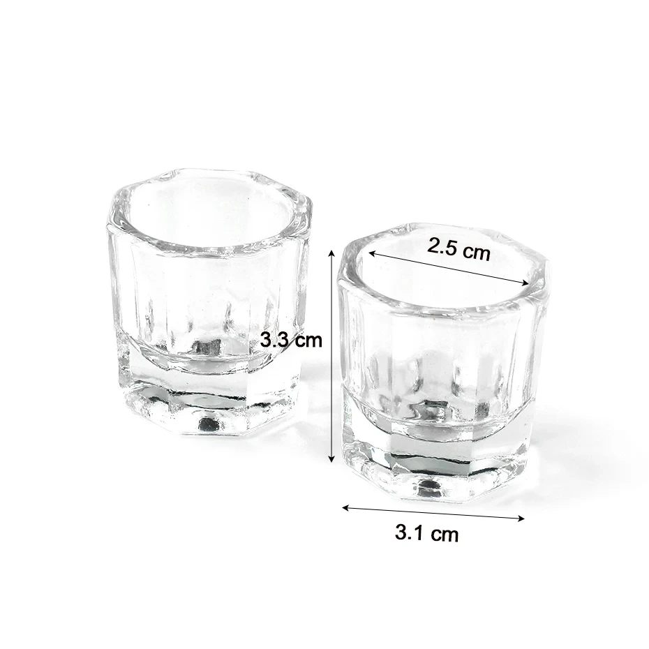 1PCS Crystal Glass Acrylic Powder Liquid Nail Cup Colorful Clear Dish Lid Bowl Cup Holder Equipment Nail Art Tools Metal Pallet