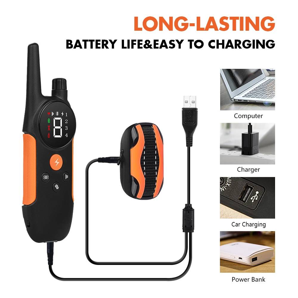 
Tize Barking collar for dogs rechargeable no shock remote waterproof pet electric shock dog training collar 