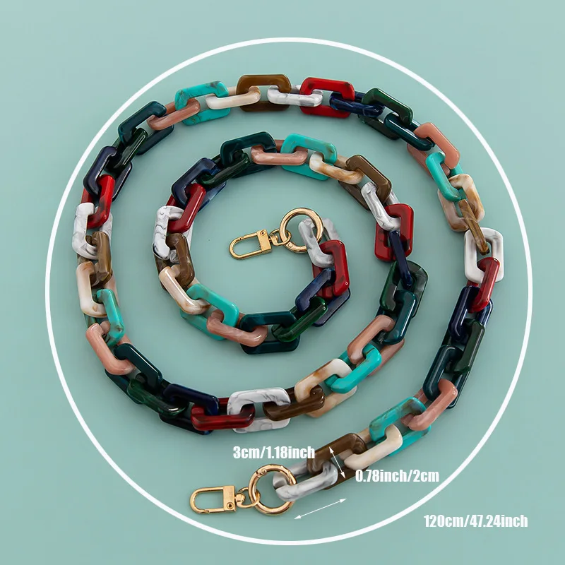 new colors  length 120cm acrylic square bag chain diy plastic decorative chain strap accessories