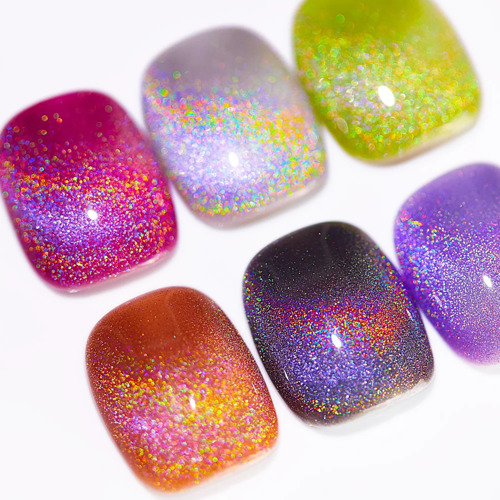 Laser Rainbow Cat Eye Gel Top Coat 15Ml Private Label Holo Cat Eye Nail Polish Soak Off Uv Gel Nail