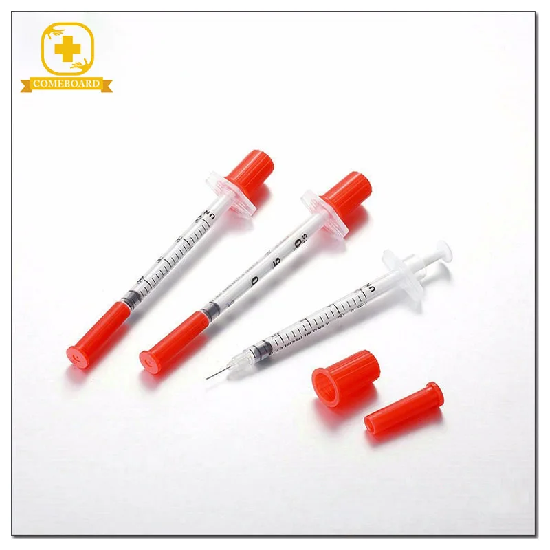 
medical 1ml orange cap insulin syringe with needle 