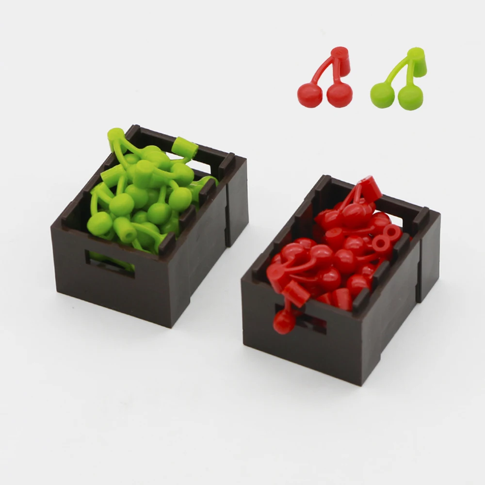 0.1kg MOC Bricks Cherry Red Green Cherries City Food MOC Bricks Building Blocks Toys 22667
