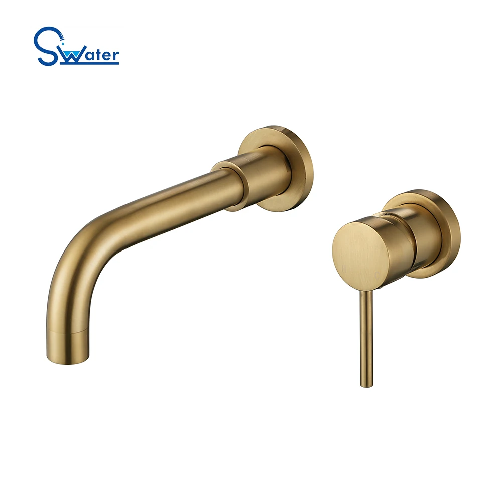 
Hotel hot cold faucets mixers taps bathroom gold concealed bathroom wall basin faucet 