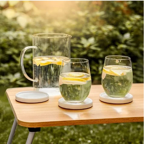 Factory Wholesale Square White Marble Coaster Round Hexagon Marble Coasters For Tea Drink