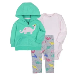 New Children Girls Boys Fashion Clothing Sets Autumn Winter 3 Piece Suit Hooded Coat Clothes Baby Cotton Tracksuits