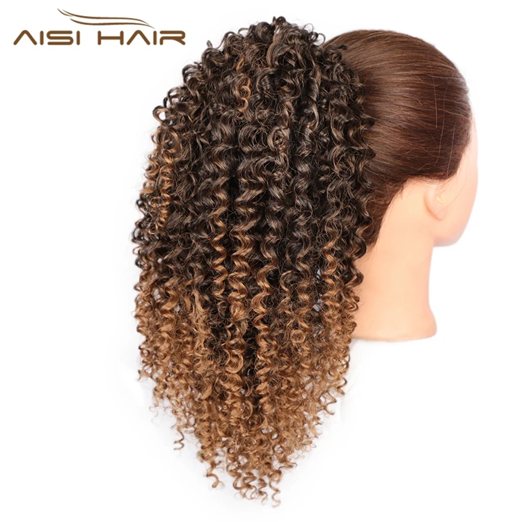  Высокотемпературный Синтетический Волосы Aisi Hair курчавый кудрявый шиньон пучок для черных женщин кулиска афро пуховик с зажимом в