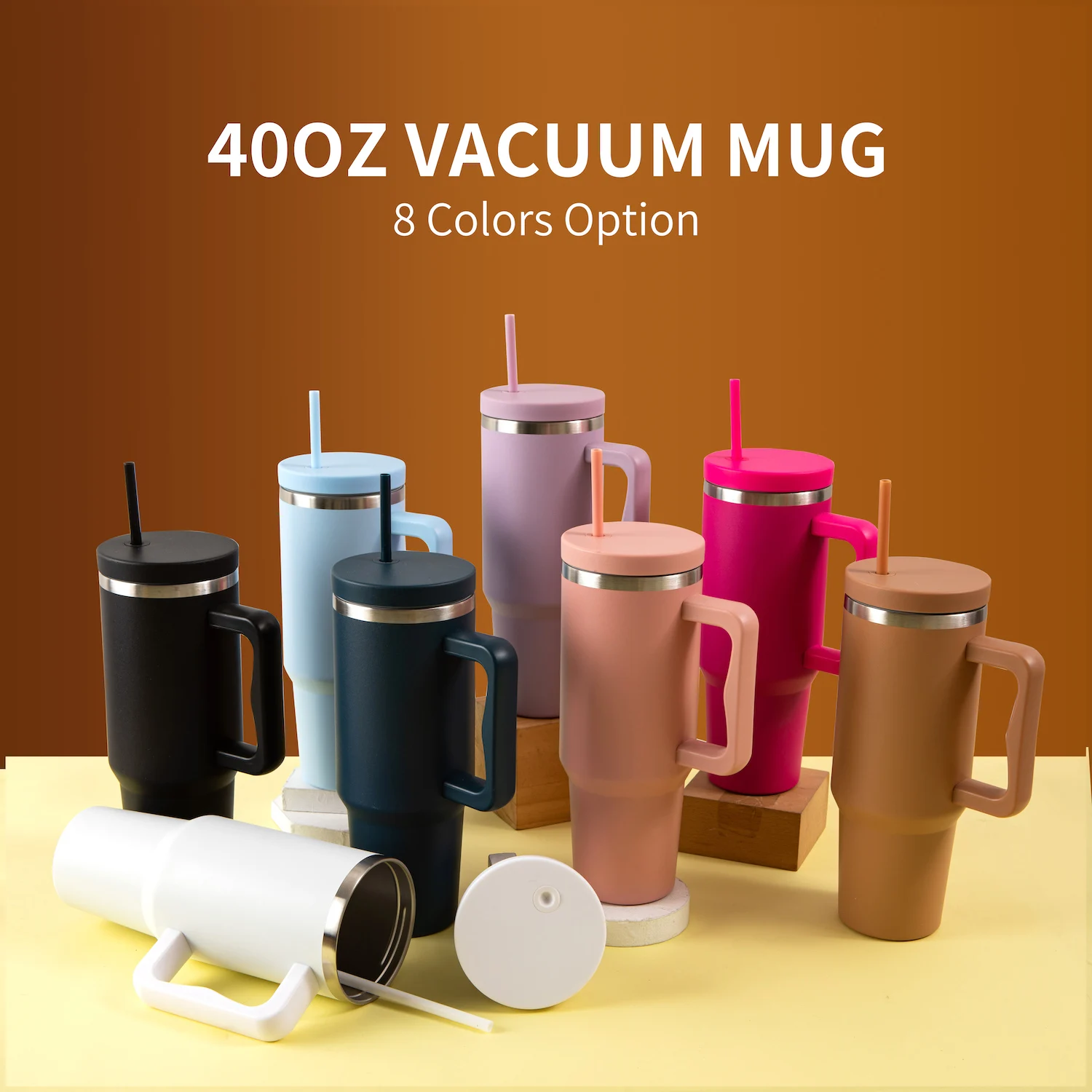 new design  hot sale double wall stainless steel vacuum insulated 40 OZ tumbler  outdoor travel mug with handle