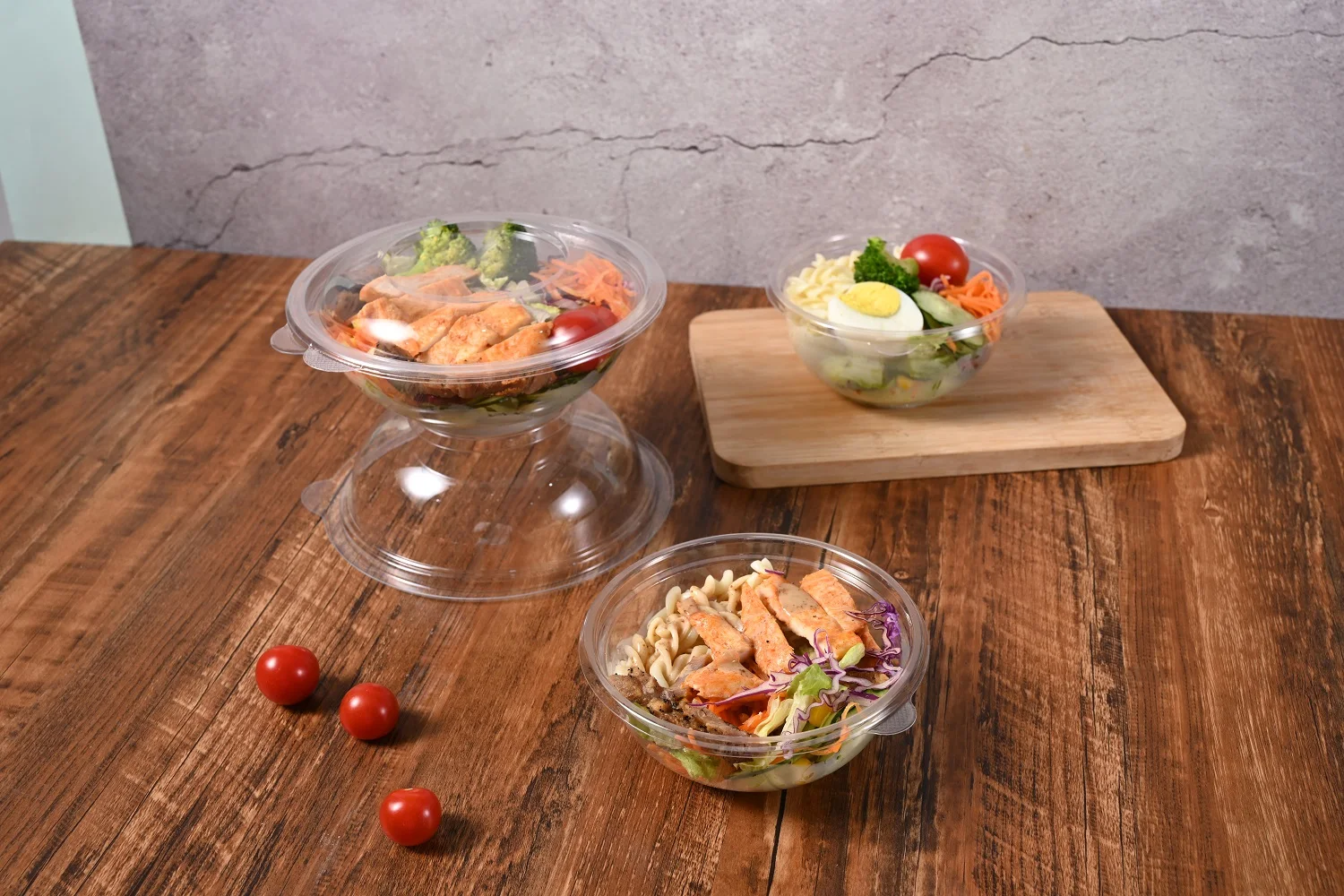 8 12 16 24 32oz Custom Logo Storage Clear Plastic Disposable Food Deli Container With Lids 24 oz Plastic Salad Bowl