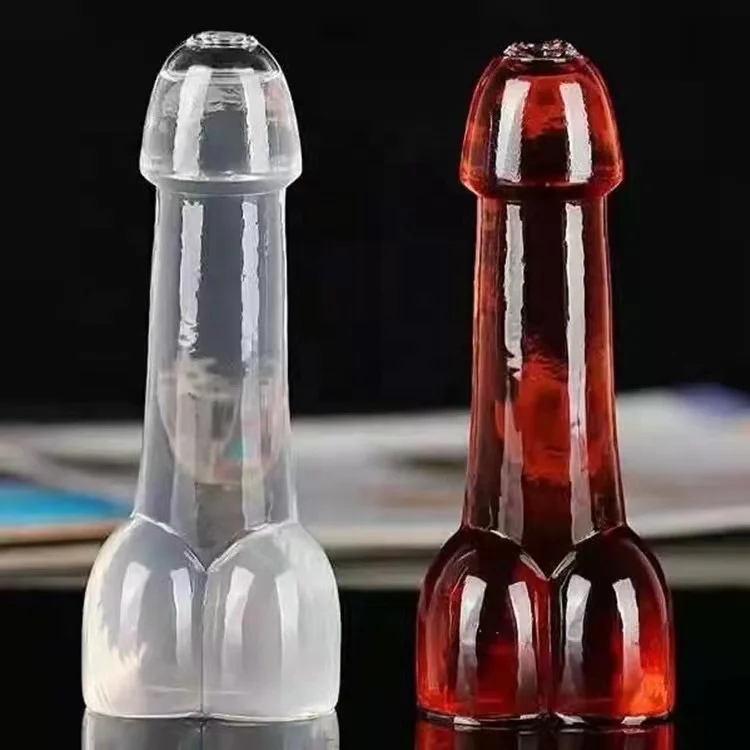 80ml Creative design sexy penis shape glass bottle bar ware penis wine glass bottle