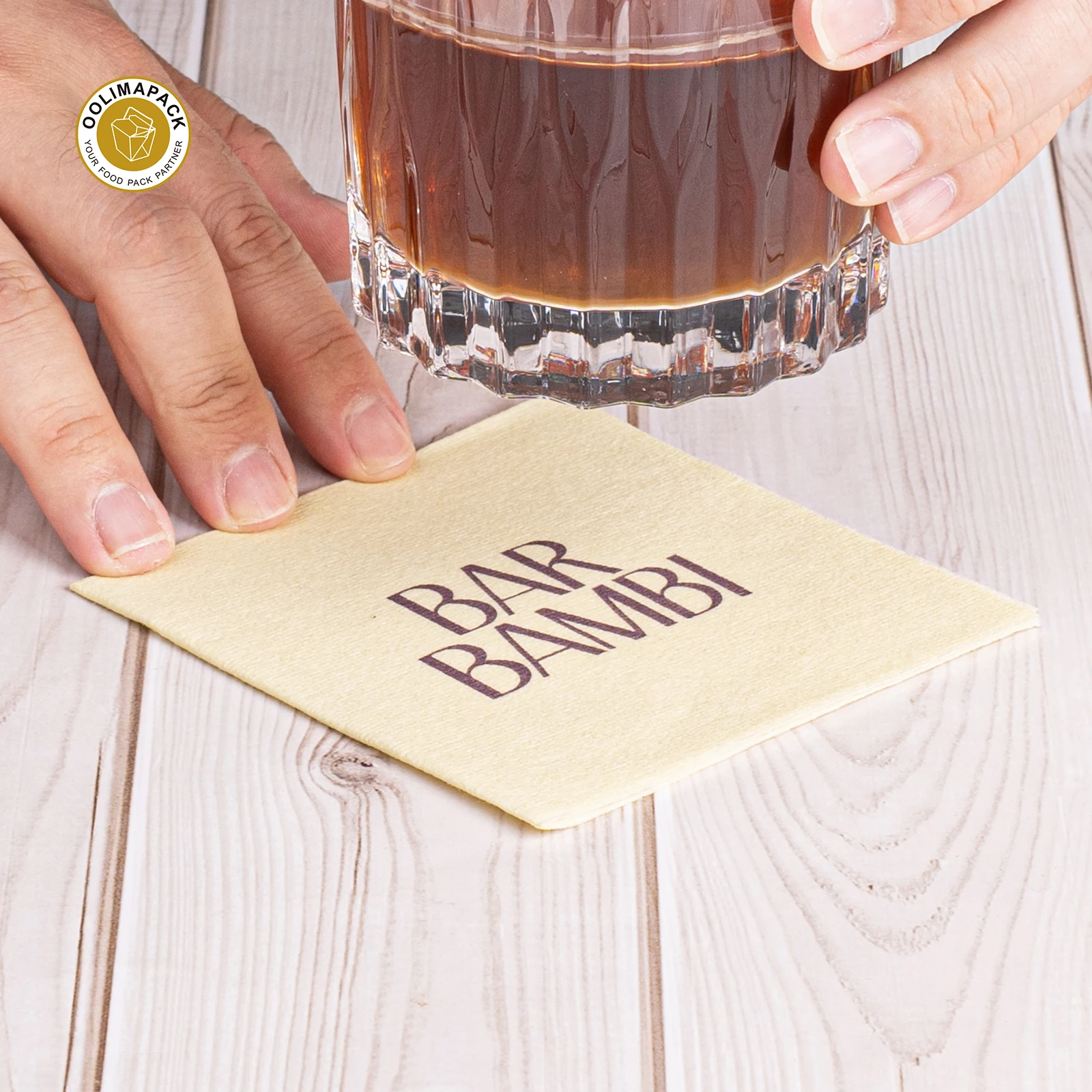 OOLIMA Custom Printed Logo Cocktail Napkins Custom Wedding Cocktail Beverage Luncheon Paper Napkins