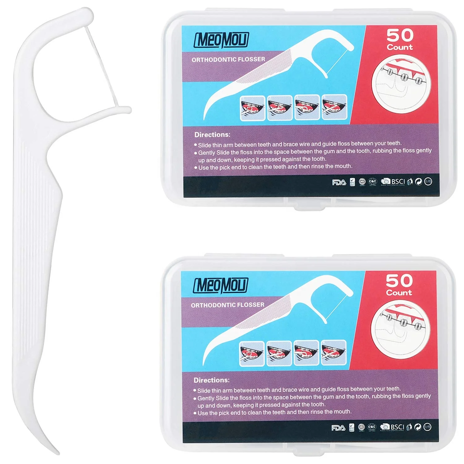 Orthodontic Flossers for Braces, 50 Count Dental Ortho Floss Picks
