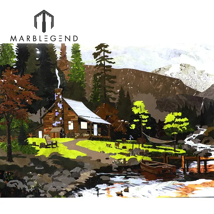 Custom Art Wall Waterjet Marble Design Marble Inlay Modern Waterjet Marble Medallion for Living Room