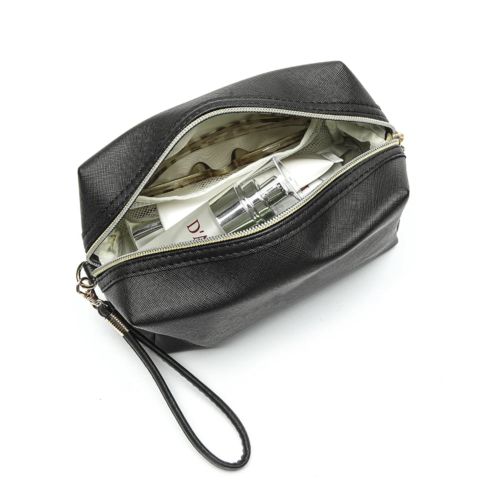 Wholesale Small Makeup Handbag for Purse Water-Resistant PU Vegan Leather Travel Pouch Luxury Men Women PU Cosmetic Bag