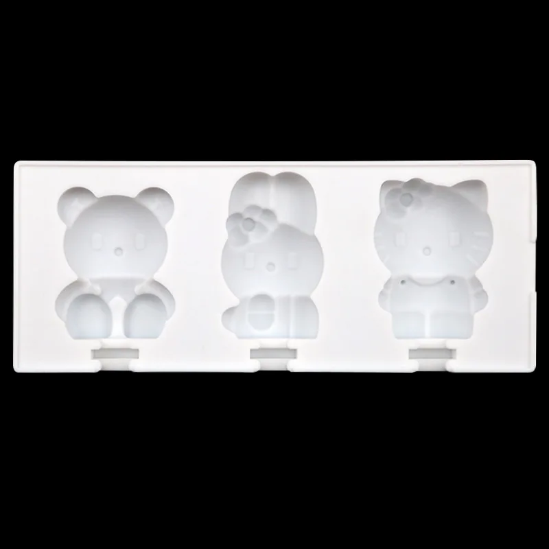Saffron Cartoon rabbit cat bear Silicone ice maker mold Homemade Popsicle Tools silicon molds for ice cream pops