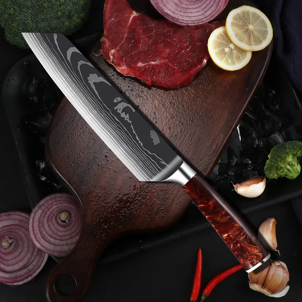 Hot selling Japanese kitchen knife set accessory stainless steel chef knife professional resin handle kitchen knives set