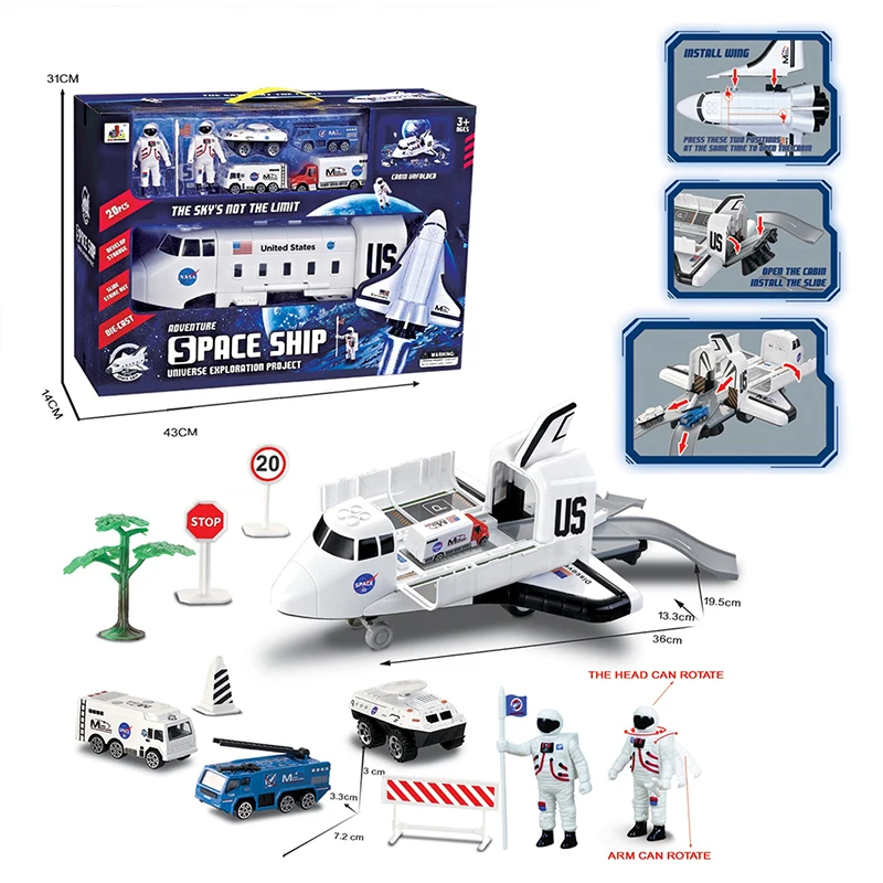KSF Wholesale Mini Model Die-Cast Metal Astronaut Scene Space Shuttle Rocket Toys For Kids