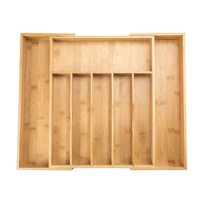 Silverware Cabinet Organizer for Utensils Cutlery Utility cutlery tray Removable Dividers wood bamboo Kitchen Drawer Organizer