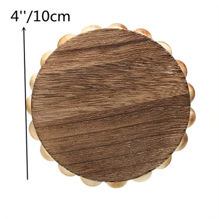 Custom set of 2 stackable display riser stands beaded pedestal tray vintage wood pedestal